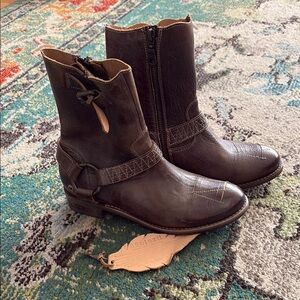 Bed Stu Brown Leather Combat Boots